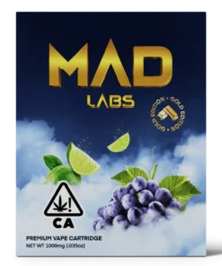 Mad Labs Gold Cartridge Grape Limeade 1 g (1000 mg) on white background